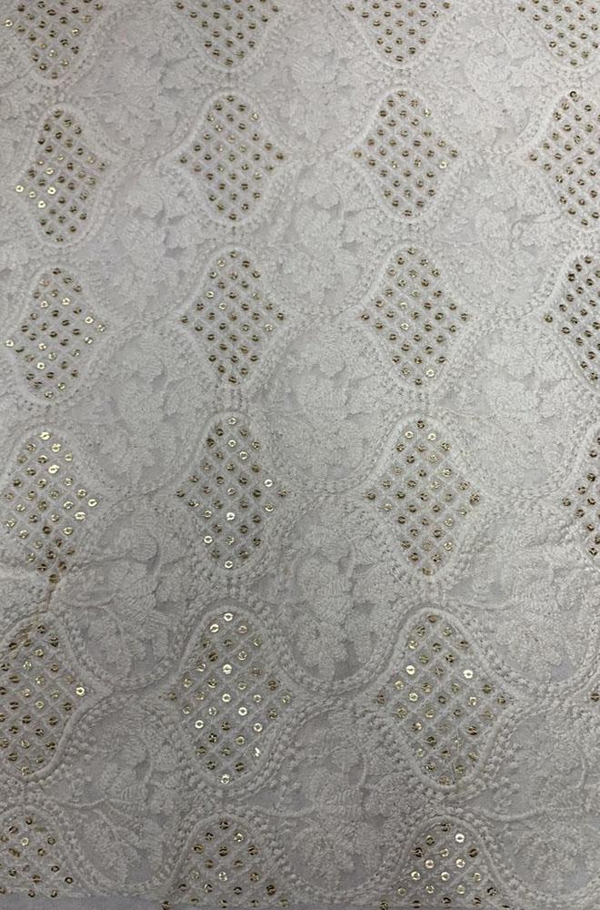 Dyeable Embroidered Chikankari Georgette Fabric (1 Mtr) - Luxurion World