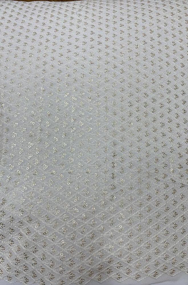 Dyeable Embroidered Chikankari Georgette Fabric (1 Mtr) - Luxurion World