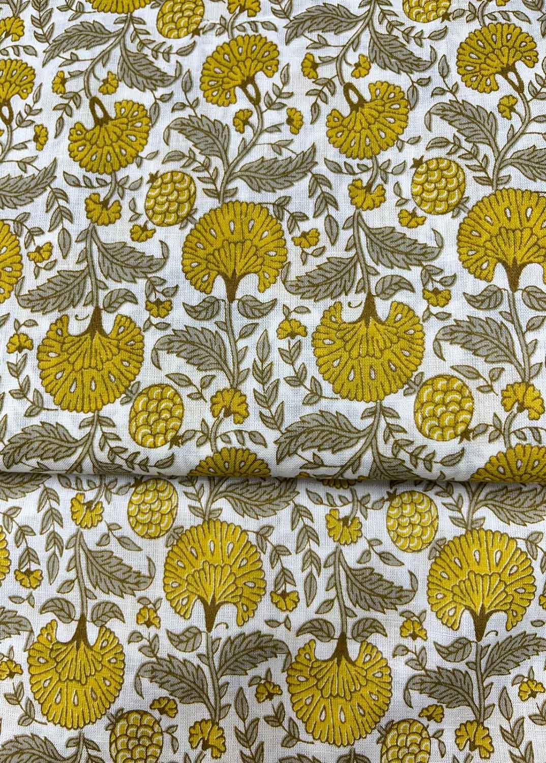 Off White Digital Printed Cotton Fabric ( 1 Mtr ) - Luxurion World