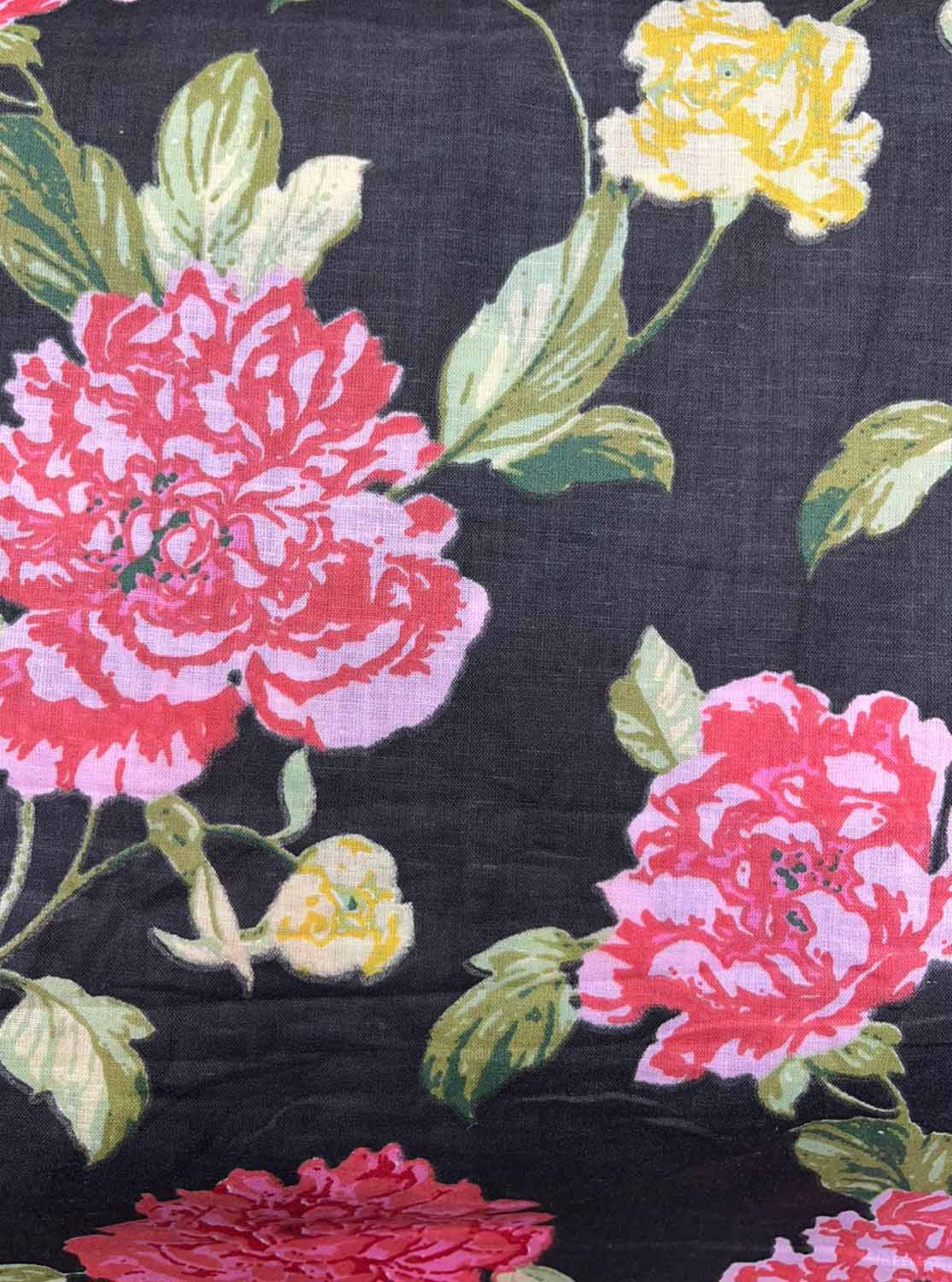 Black Digital Printed Cotton Fabric ( 1 Mtr ) - Luxurion World