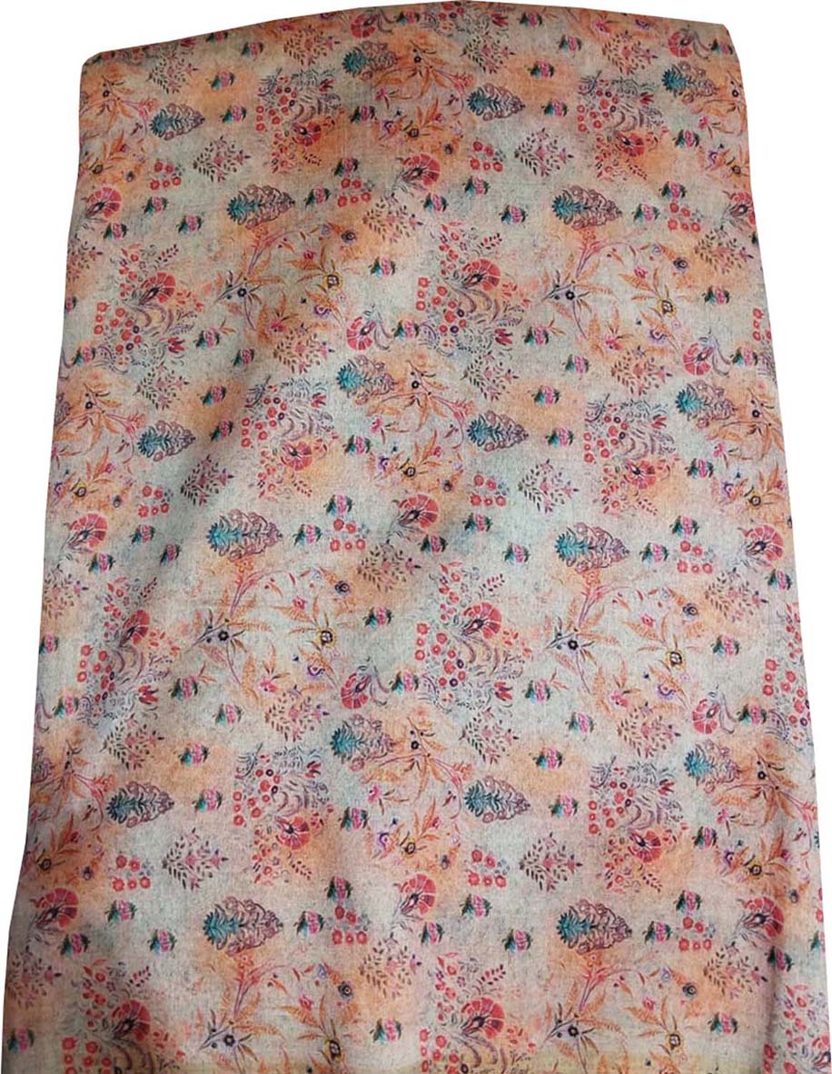 Multicolor Digital Printed Tussar Silk Fabric ( 1 Mtr ) - Luxurion World