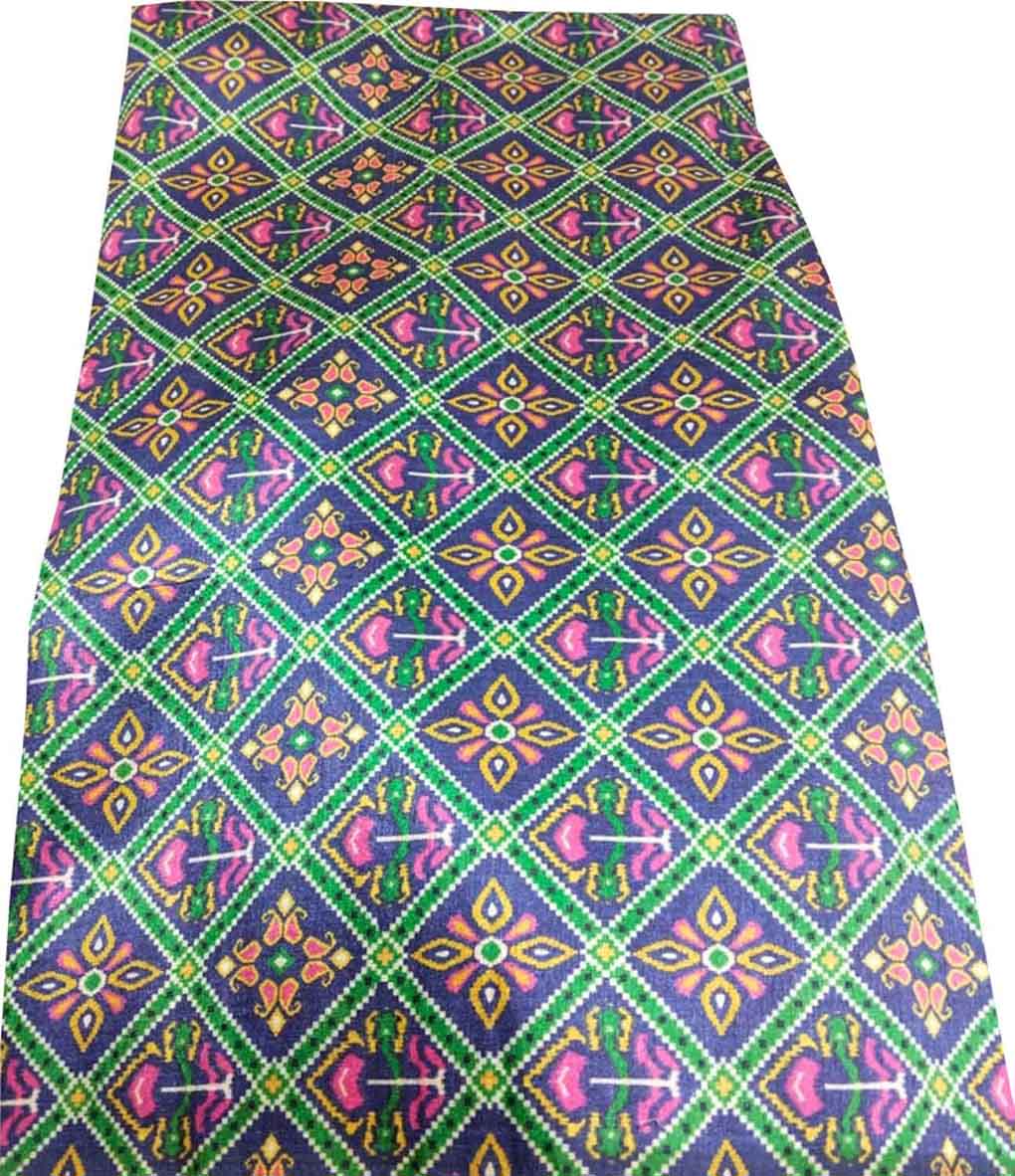 Multicolor Digital Printed Tussar Silk Fabric ( 1 Mtr ) - Luxurion World