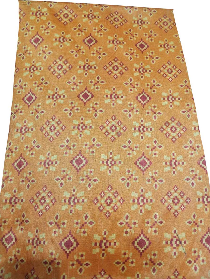 Orange Digital Printed Tussar Silk Fabric ( 1 Mtr ) - Luxurion World