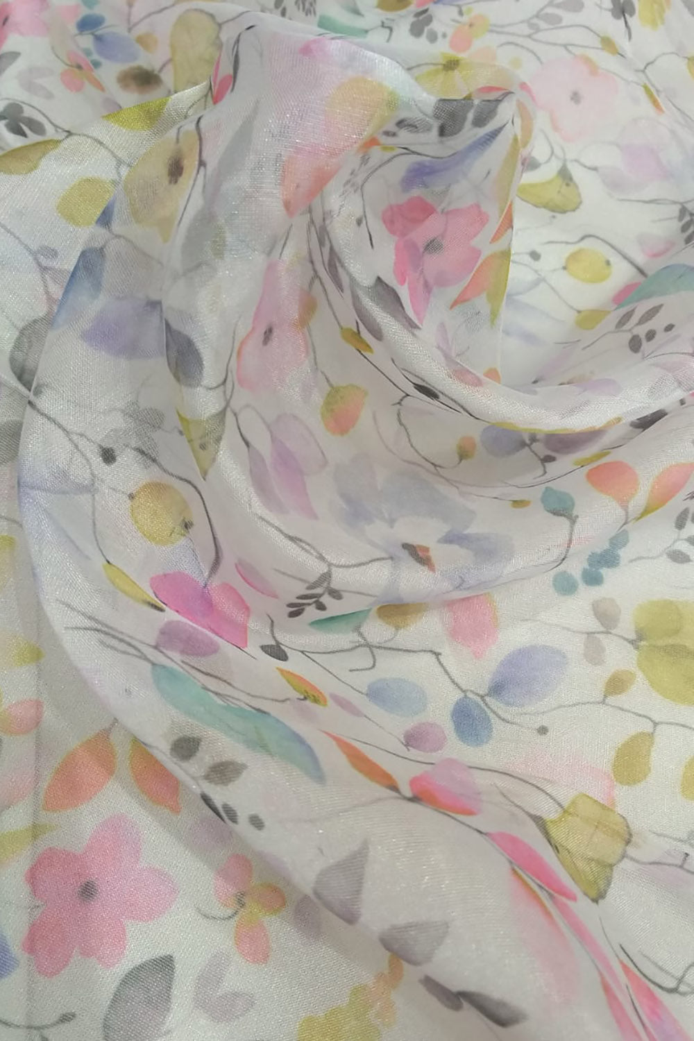 Multicolor Digital Printed Organza Silk Fabric ( 1 Mtr ) - Luxurion World