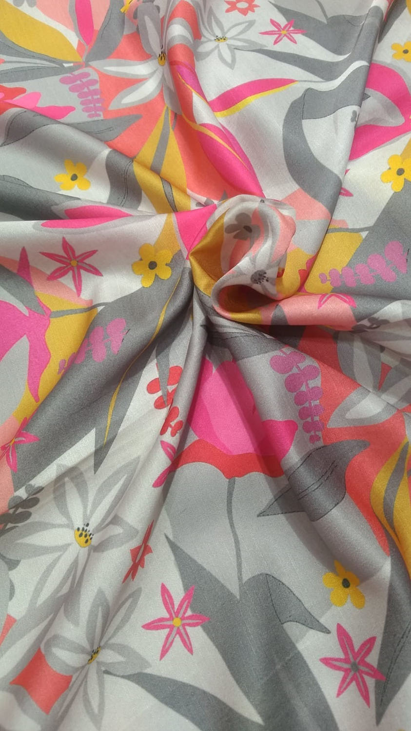 Multicolor Digital Printed Satin Dupion Fabric ( 1 Mtr ) - Luxurion World