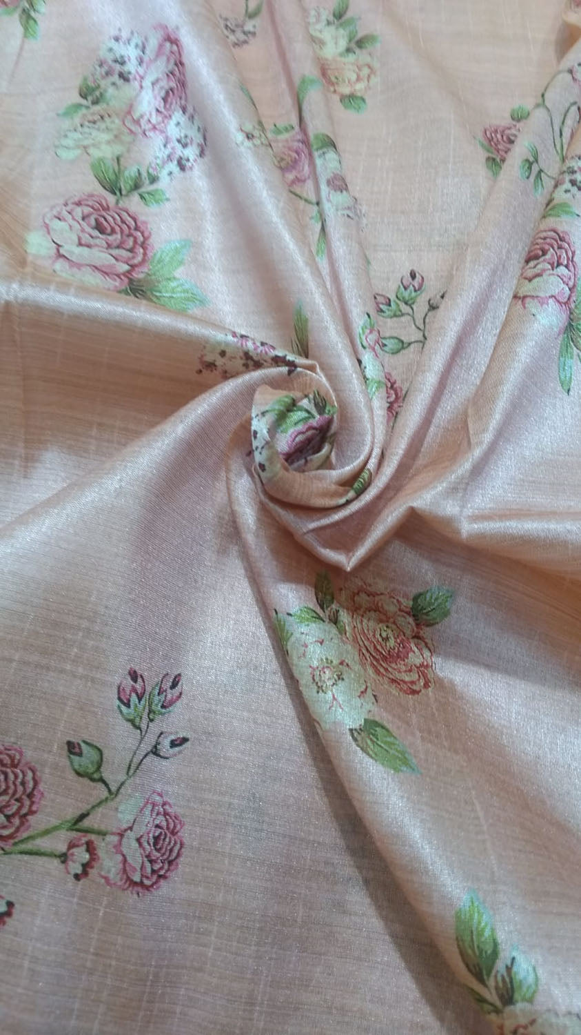 Multicolor Digital Printed Tussar Silk Fabric ( 1 Mtr ) - Luxurion World