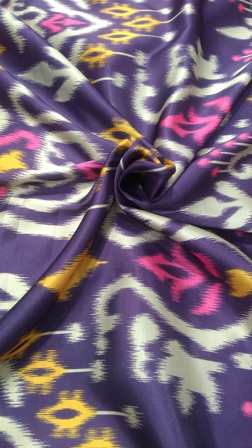 Multicolor Digital Printed Gajji Silk Fabric ( 1 Mtr ) - Luxurion World