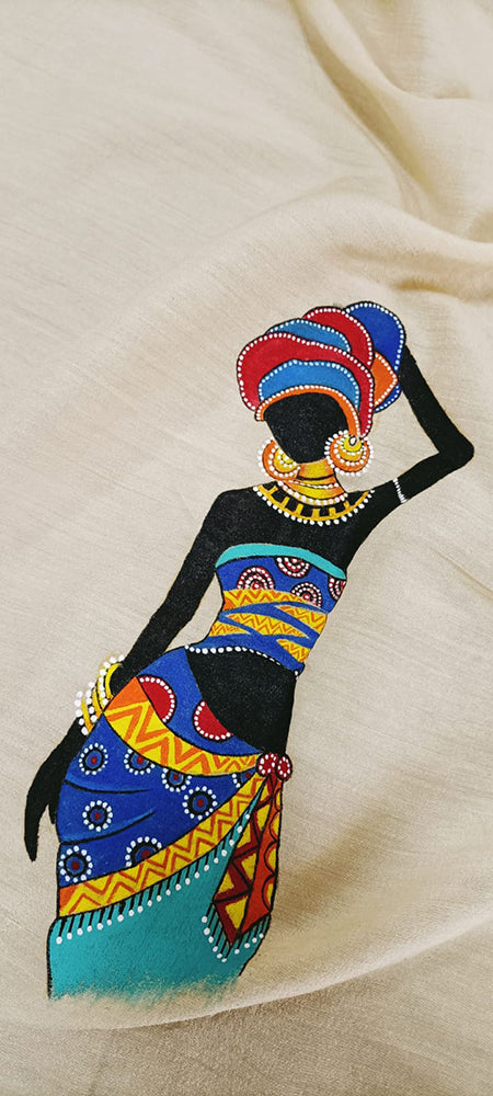 Pastel Hand Painted Pure Moonga Silk Blouse Fabric (1 Mtr) - Luxurion World