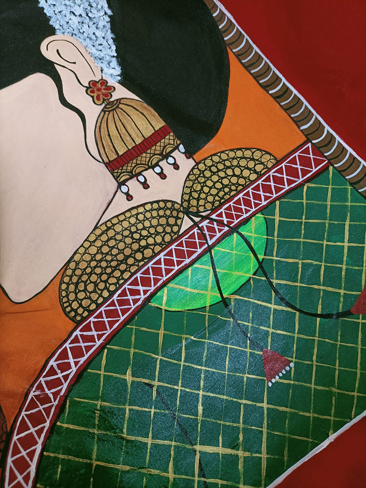 Red Hand Painted Pure Silk Blouse Fabric (1 Mtr) - Luxurion World