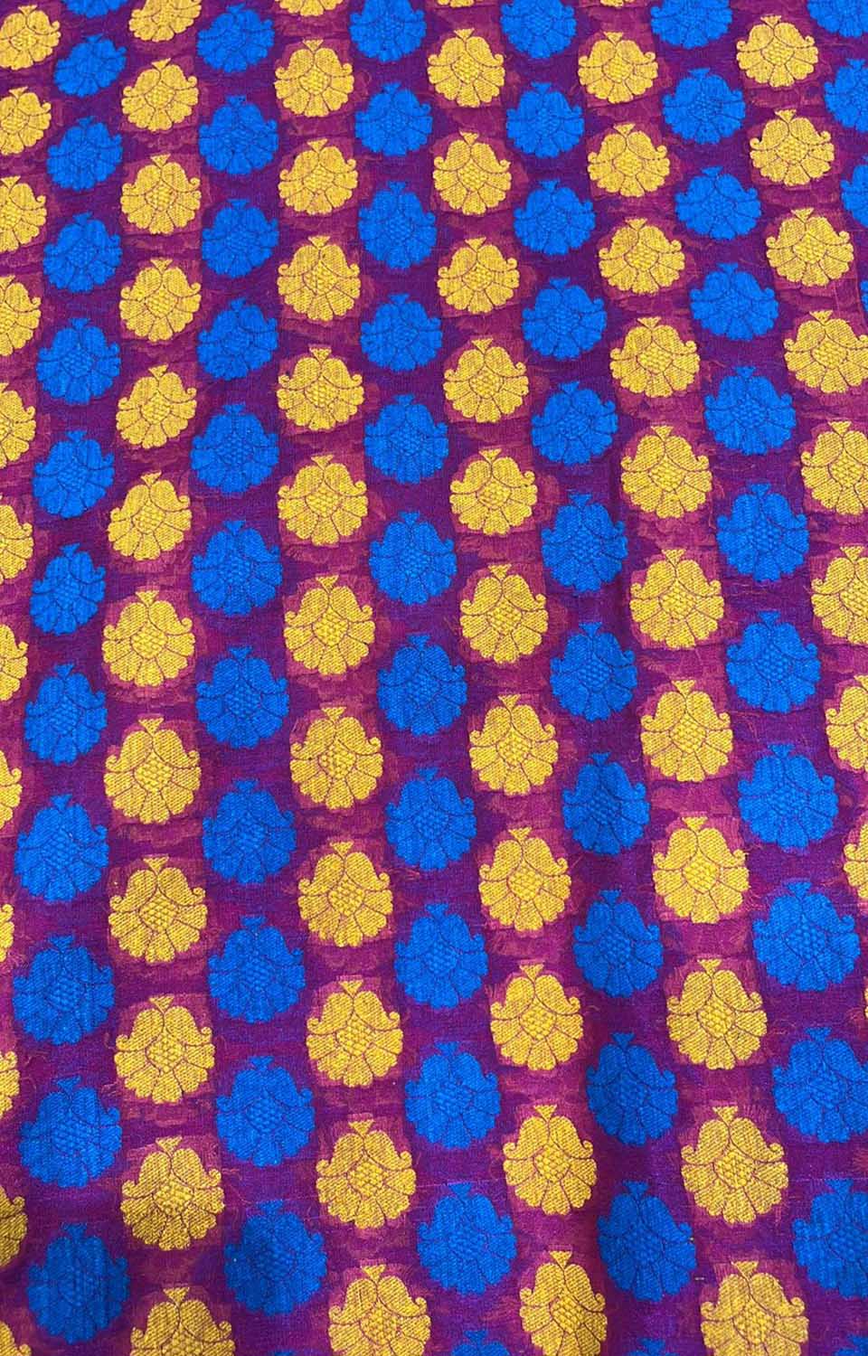 Purple Jamdani Handloom Silk Fabric ( 1 Mtr ) - Luxurion World