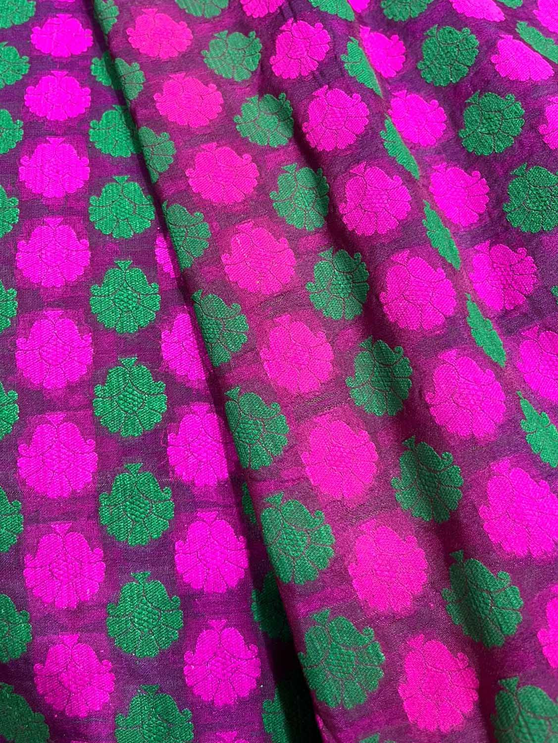 Pink Jamdani Handloom Silk Fabric ( 1 Mtr ) - Luxurion World