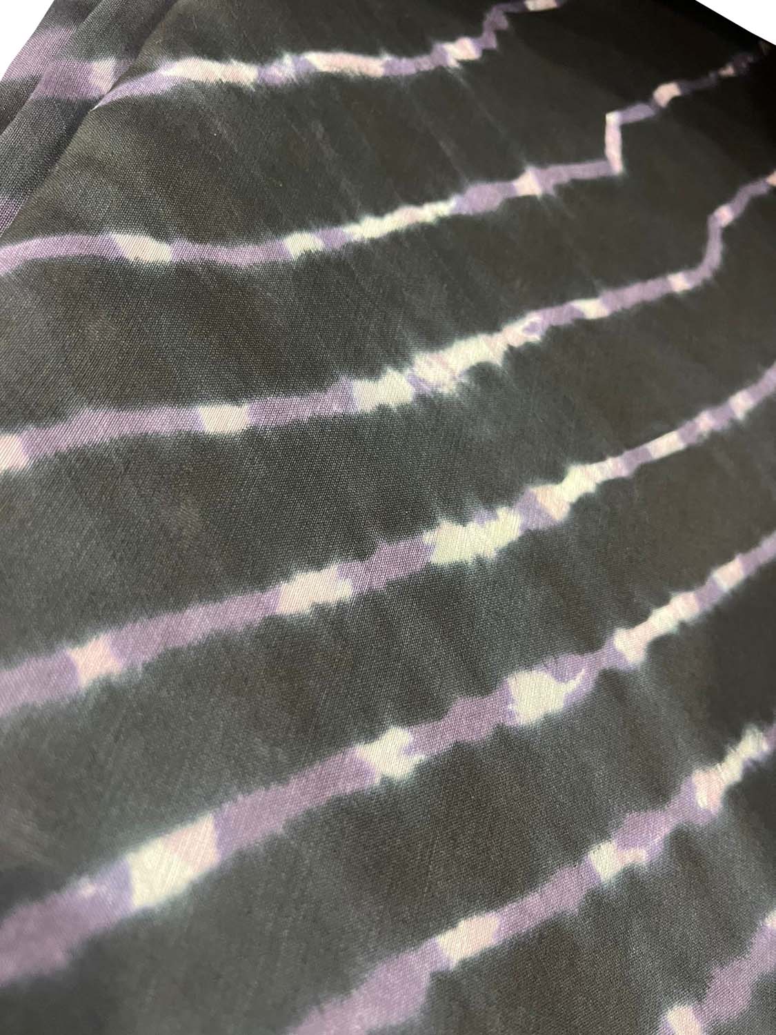 Black Leheriya Tie N Dye Pure Chanderi Silk Fabric ( 1 Mtr ) - Luxurion World