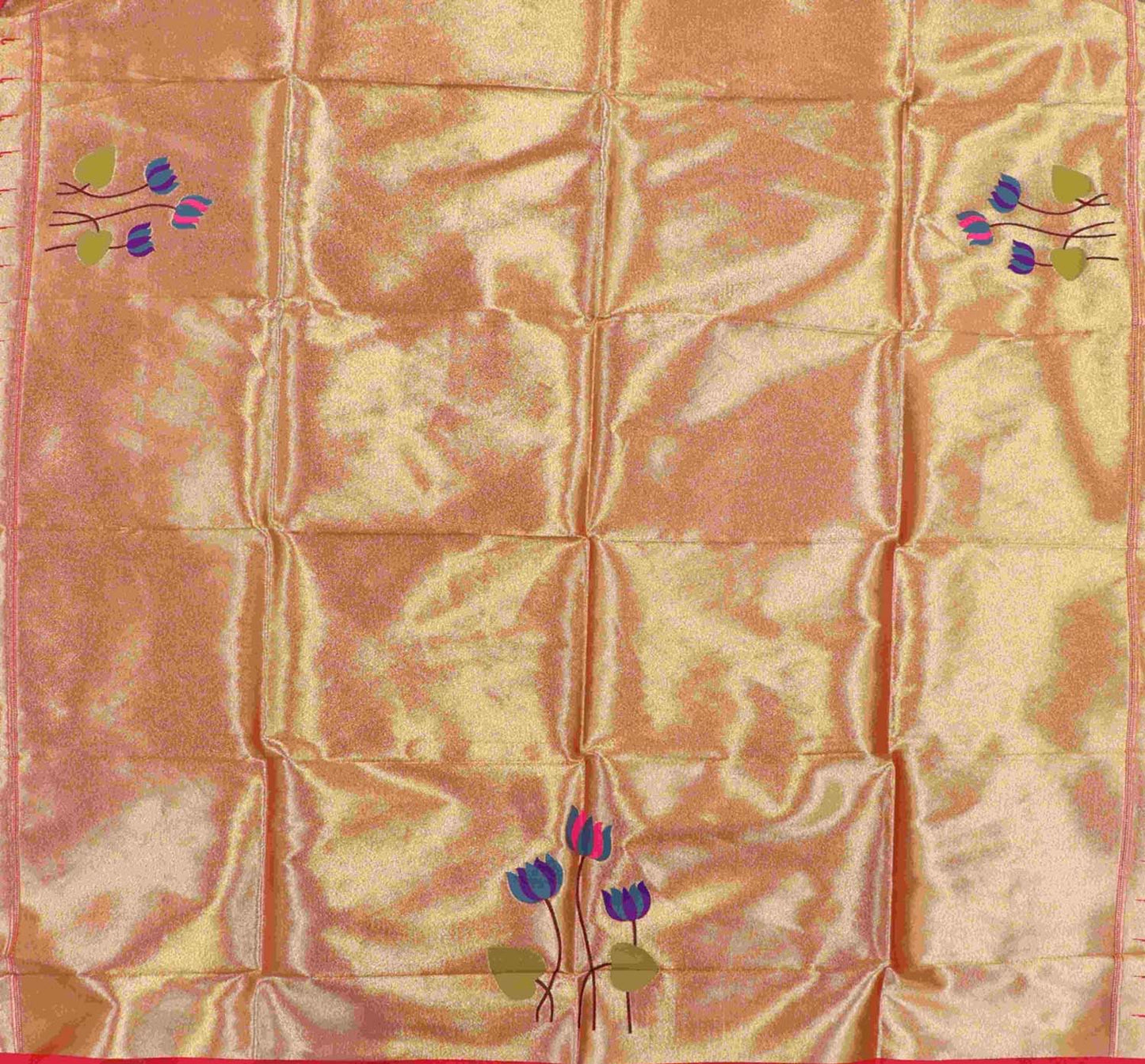 Golden Paithani Brocade Silk Blouse Fabric ( 1 Mtr ) - Luxurion World