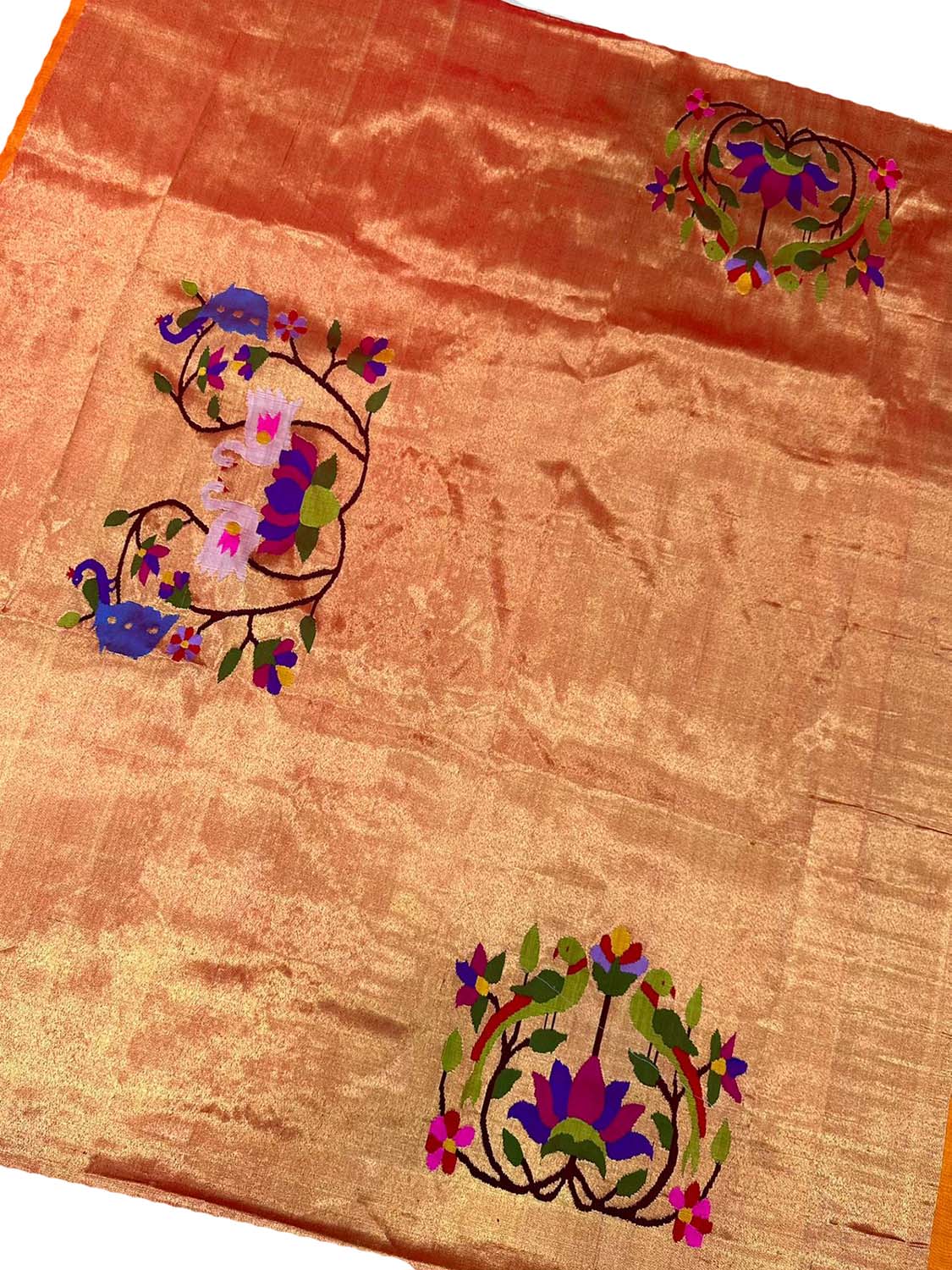 Pure Silk Paithani Blouse Fabric - Golden Handloom (1 Mtr) - Luxurion World