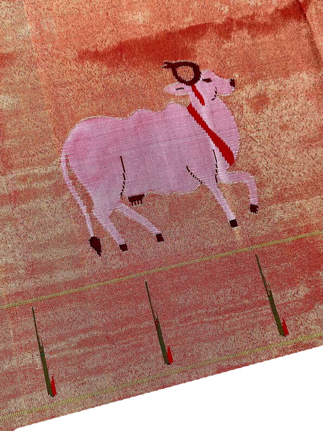 Pure Silk Paithani Blouse Fabric - Golden Handloom (1 Mtr) - Luxurion World