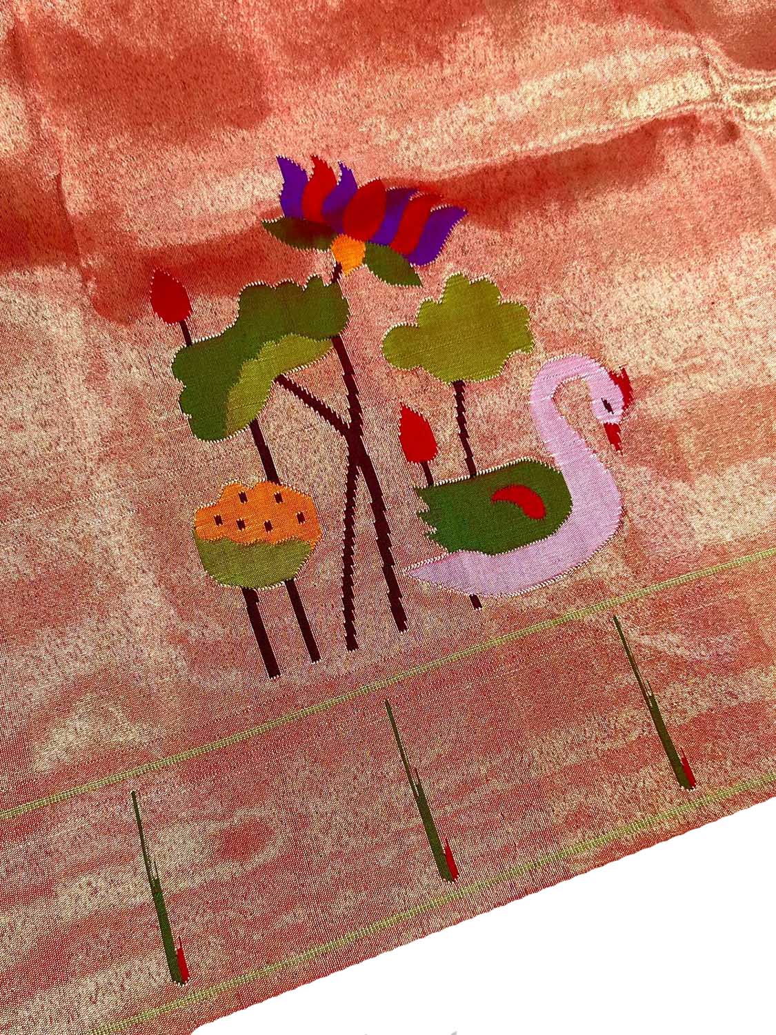 Pure Silk Paithani Blouse Fabric - Golden Handloom (1 Mtr) - Luxurion World