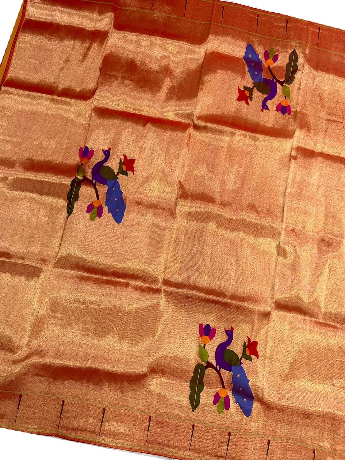 Pure Silk Paithani Blouse Fabric - Golden Handloom (1 Mtr) - Luxurion World