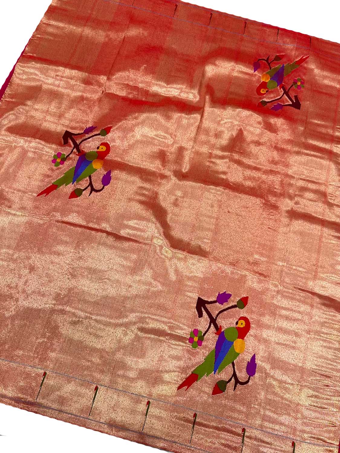 Pure Silk Paithani Blouse Fabric - Golden Handloom (1 Mtr) - Luxurion World