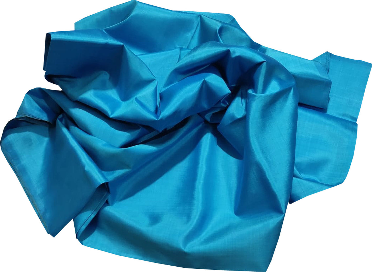Blue Plain Pure Silk Fabric - Luxurion World