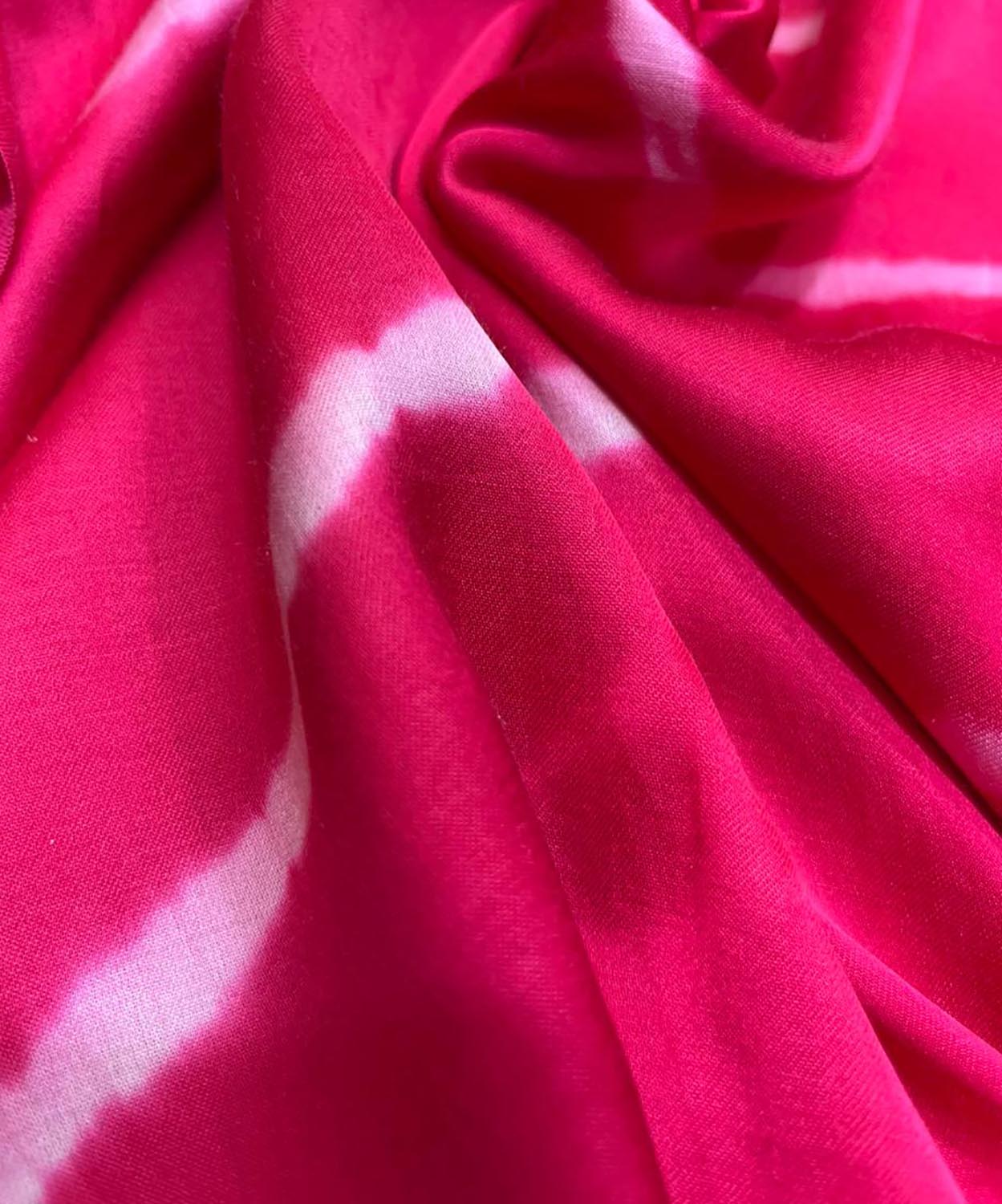 Pink Tie And Dye Trendy Modal Satin Silk Fabric ( 1 Mtr ) - Luxurion World
