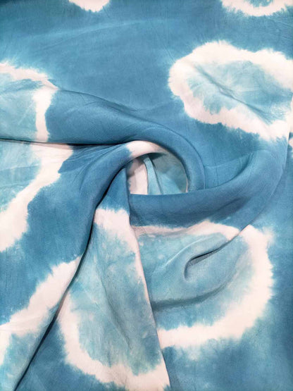 Blue Trendy Crepe Tie And Dye Design Fabric - Luxurion World