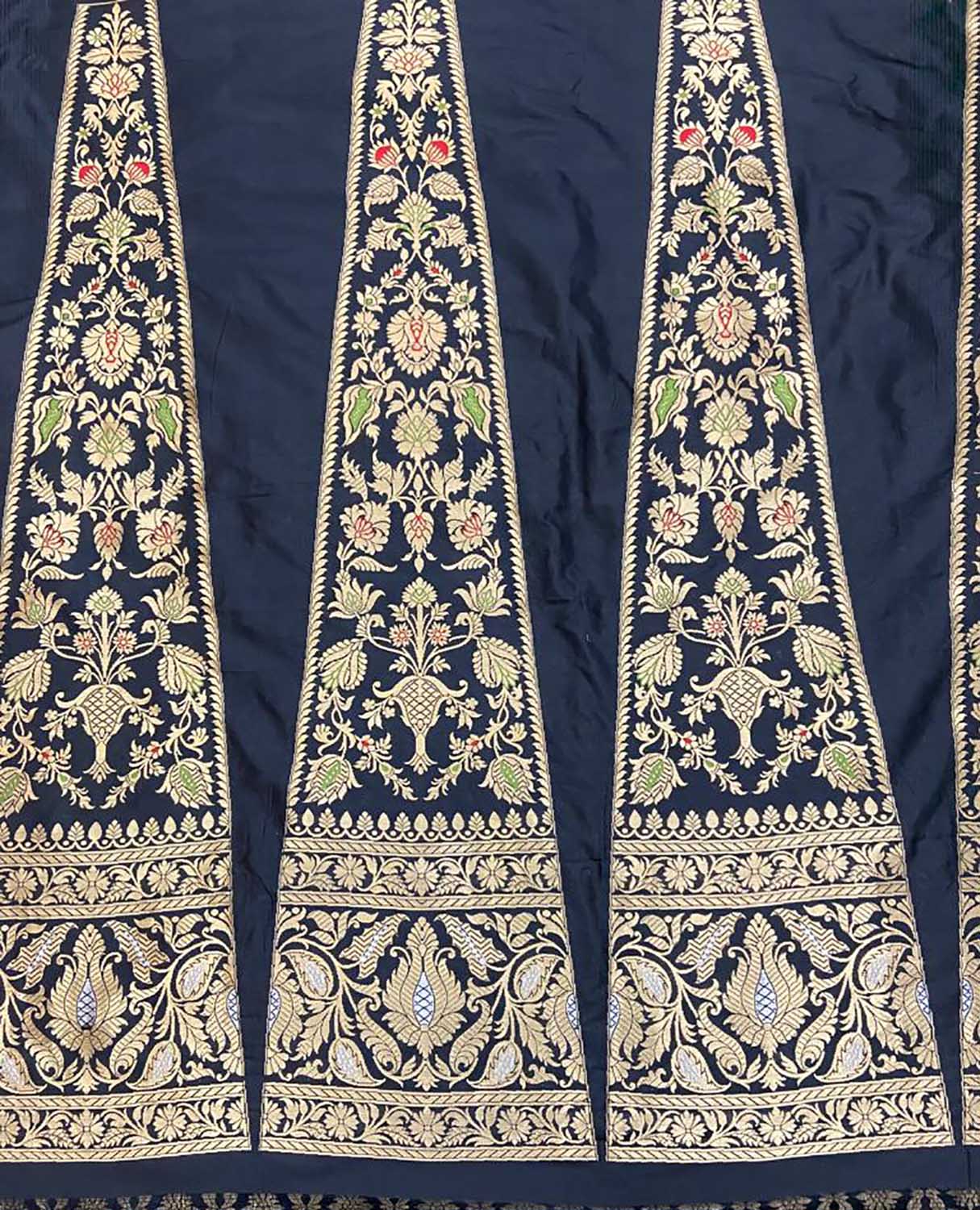 Black Banarasi Pure Katan Silk Unstitched Lehenga Set - Luxurion World