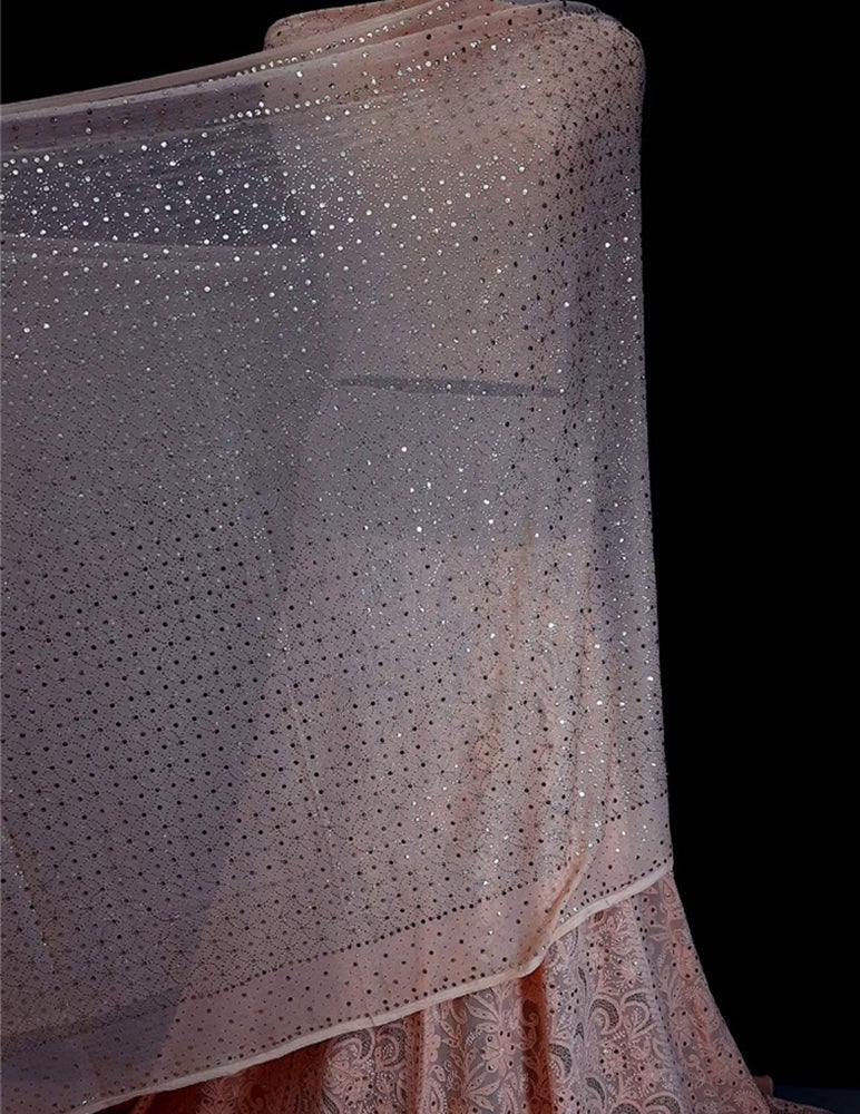 Pink Hand Embroidered Chikankari Pure Georgette Semi Stitched Lehenga With Mukaish Work - Luxurion World