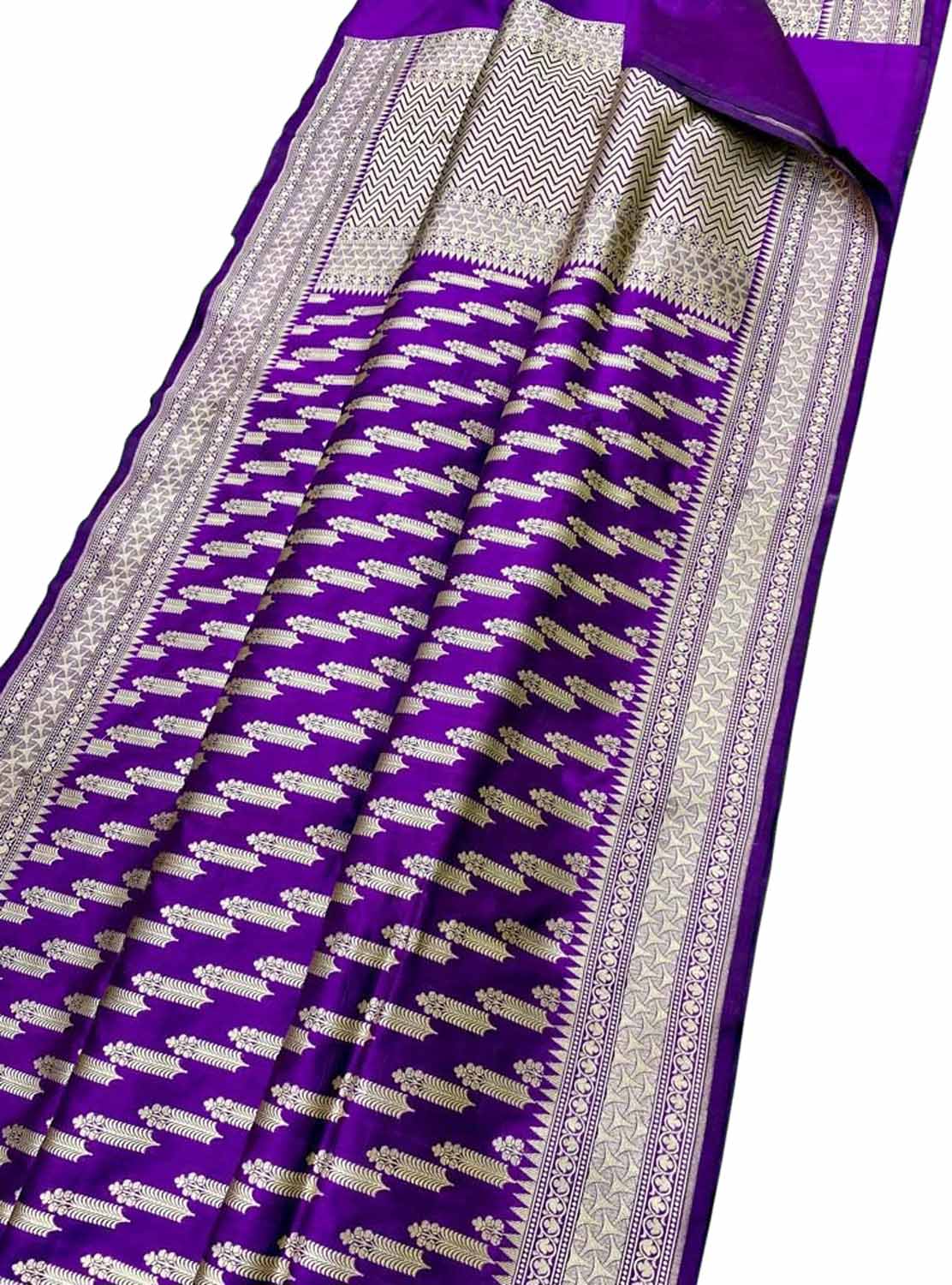 Purple Banarasi Handloom Pure Katan Silk Saree - Luxurion World