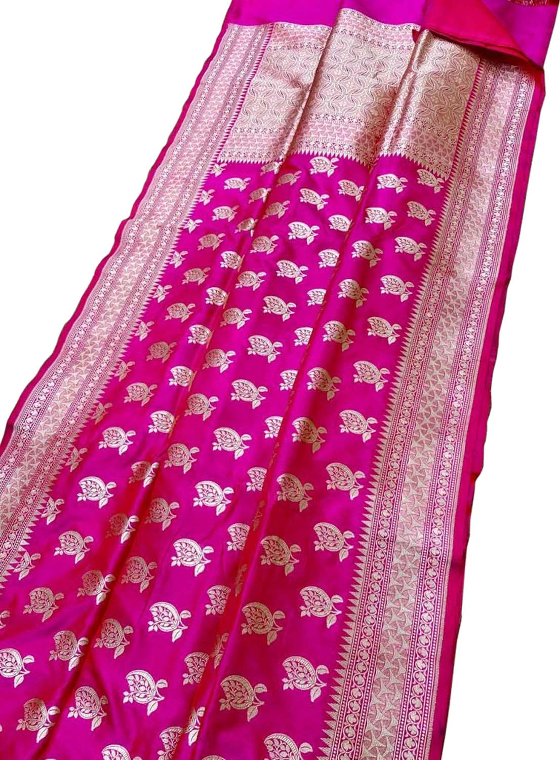 Pink Banarasi Handloom Pure Katan Silk Saree - Luxurion World