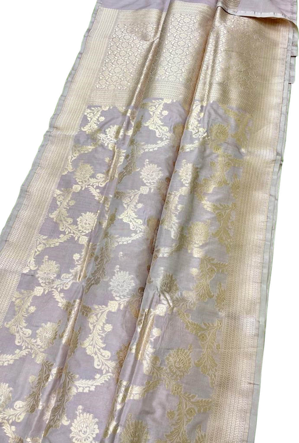 Pastel Banarasi Handloom Pure Katan Silk Saree - Luxurion World