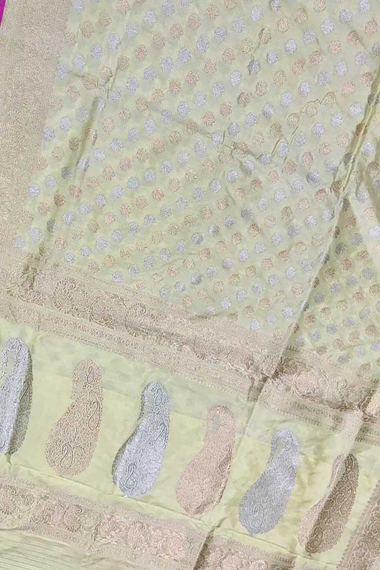 Elegant Pastel Handloom Banarasi Silk Saree