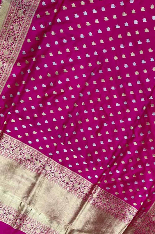 Elegant Pink Handloom Banarasi Silk Saree