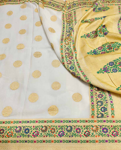 Dyeable Banarasi Handloom Pure Georgette Meenakari Saree - Luxurion World