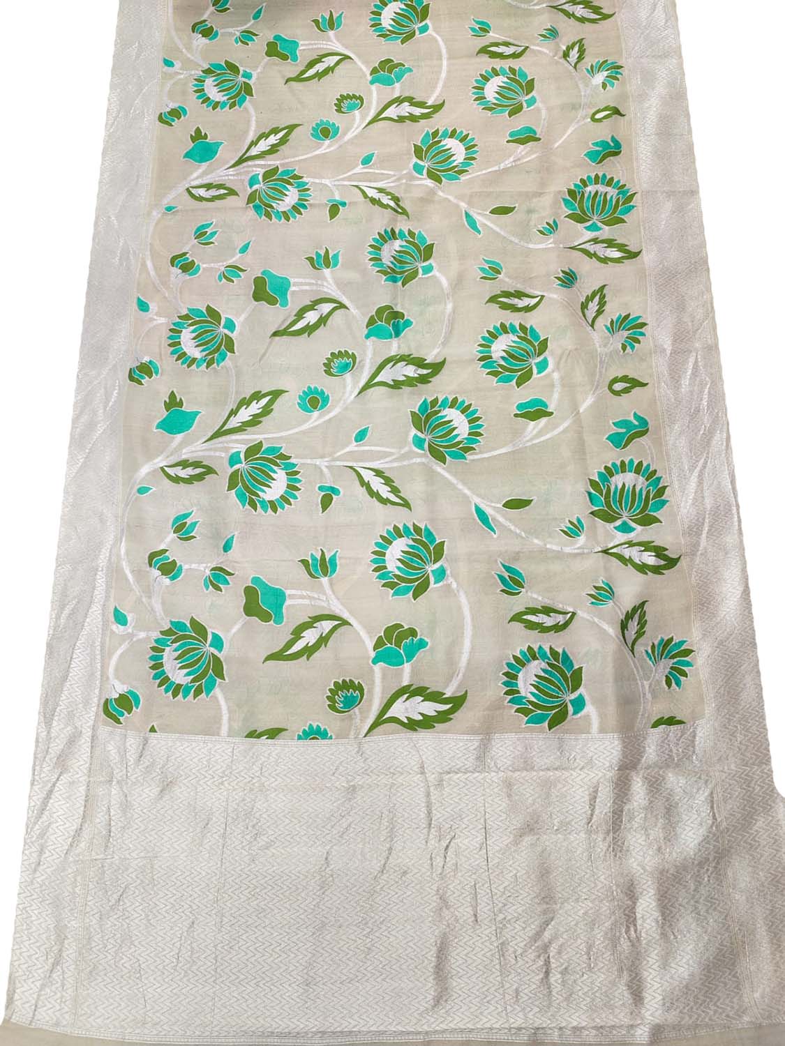 Dyeable Banarasi Handloom Pure Tussar Georgette Meenakari Saree - Luxurion World