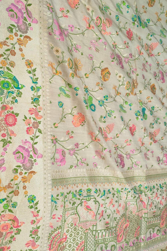 Dazzling Dyeable Handloom Banarasi Tussar Silk Meenakari Saree