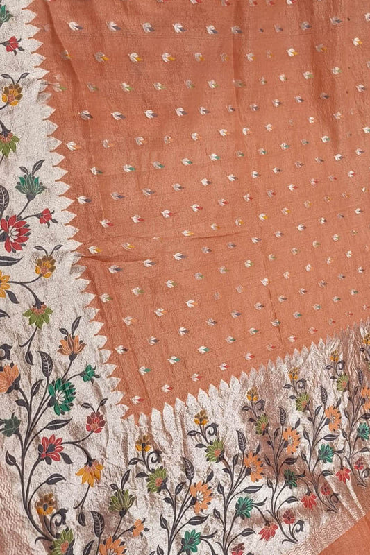 Elegant Orange Banarasi Tussar Georgette Saree - Luxurion World