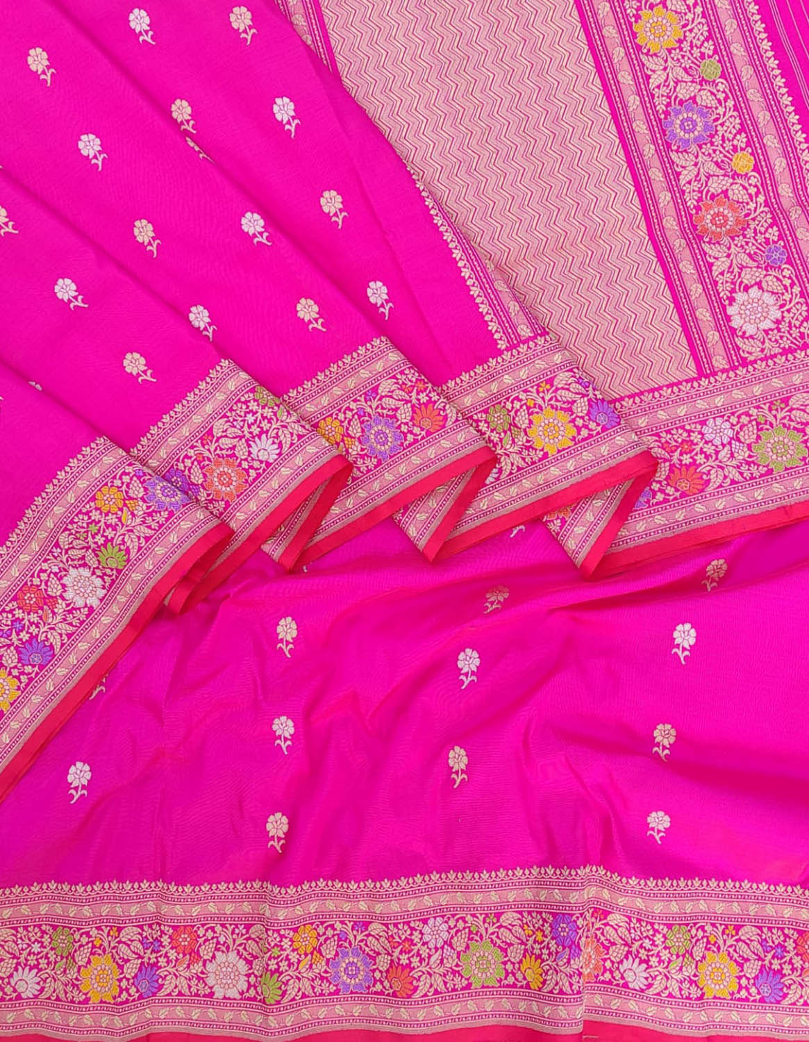 Pink Handloom Banarasi Pure Katan Silk Meenakari Saree - Luxurion World