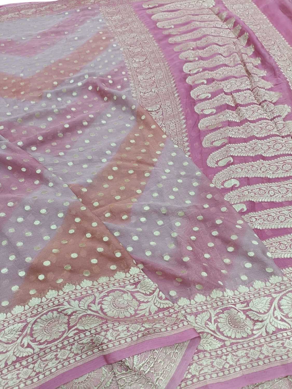 Multicolor Banarasi Handloom Pure Georgette Brush Dyed Saree - Luxurion World