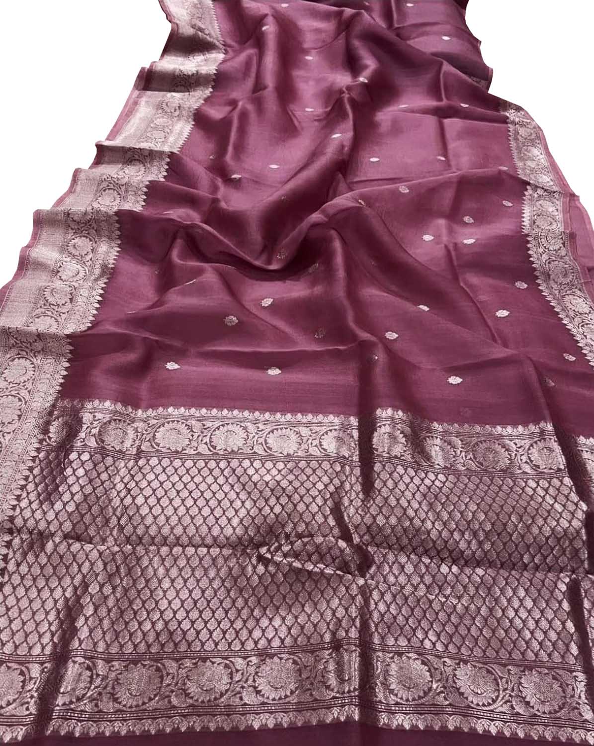 Purple Banarasi Kora Silk Saree - Luxurion World