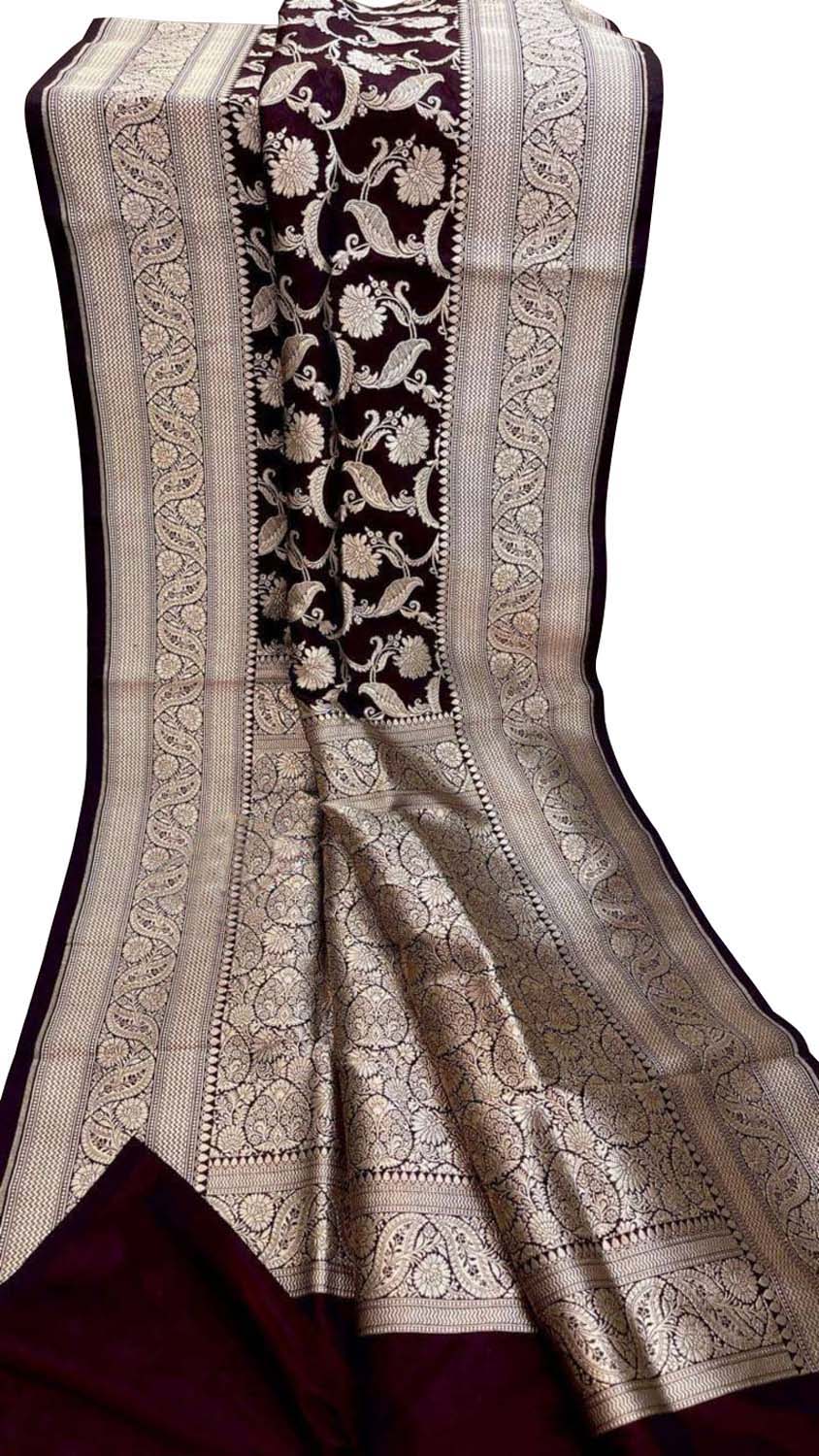 Maroon Banarasi Handloom Pure Katan Silk Saree - Luxurion World