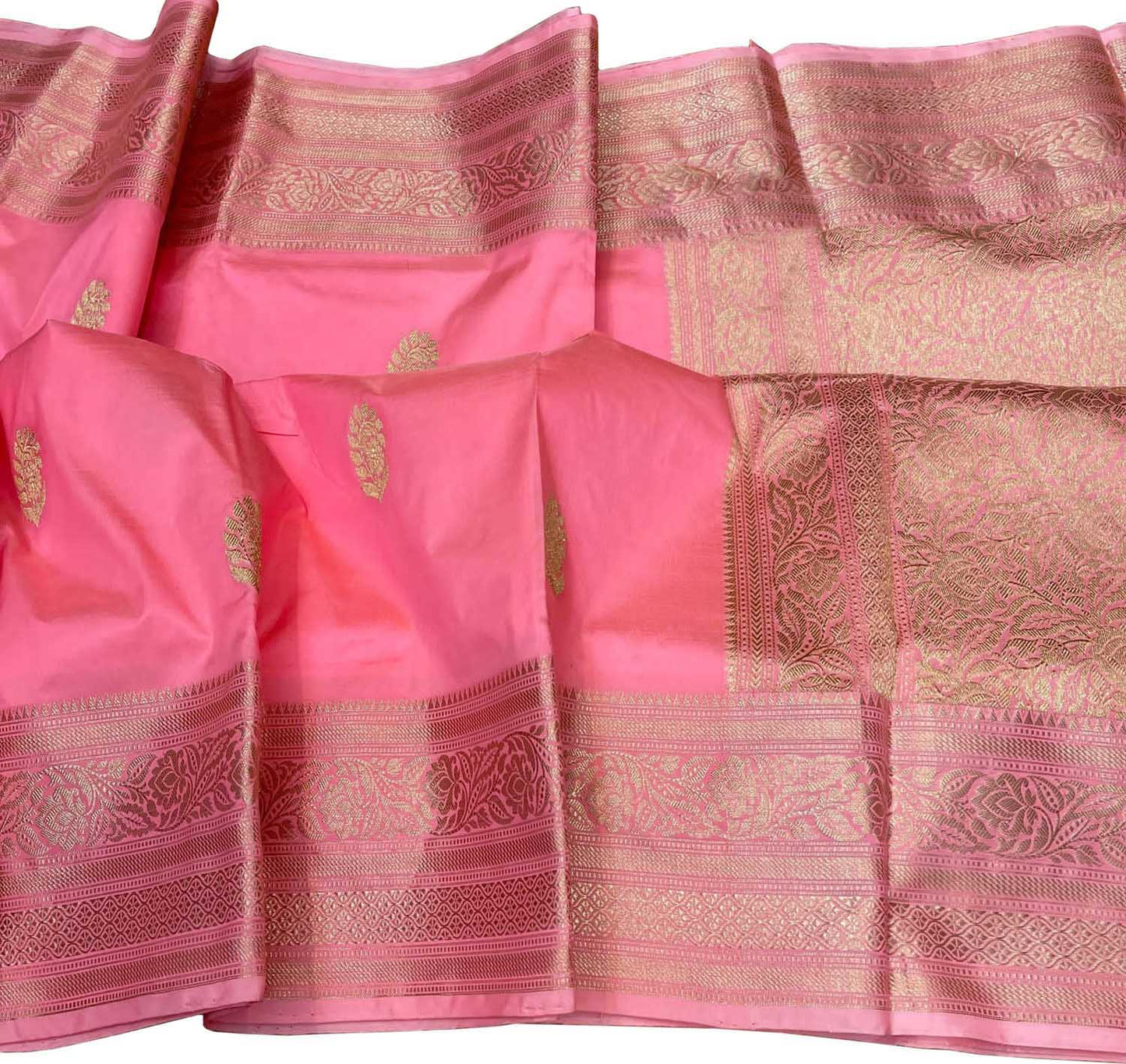 Pink Banarasi Handloom Pure Katan Silk Saree - Luxurion World