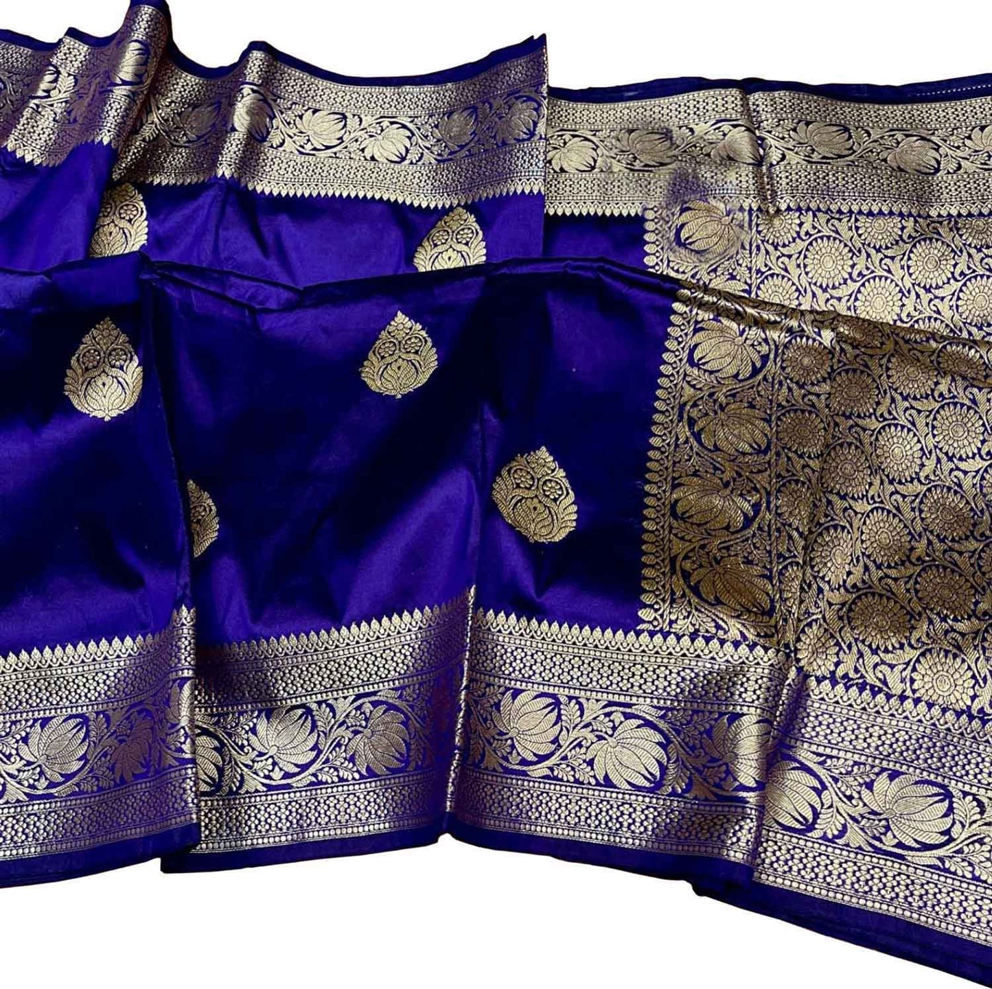 Blue Banarasi Handloom Pure Katan Silk Saree - Luxurion World
