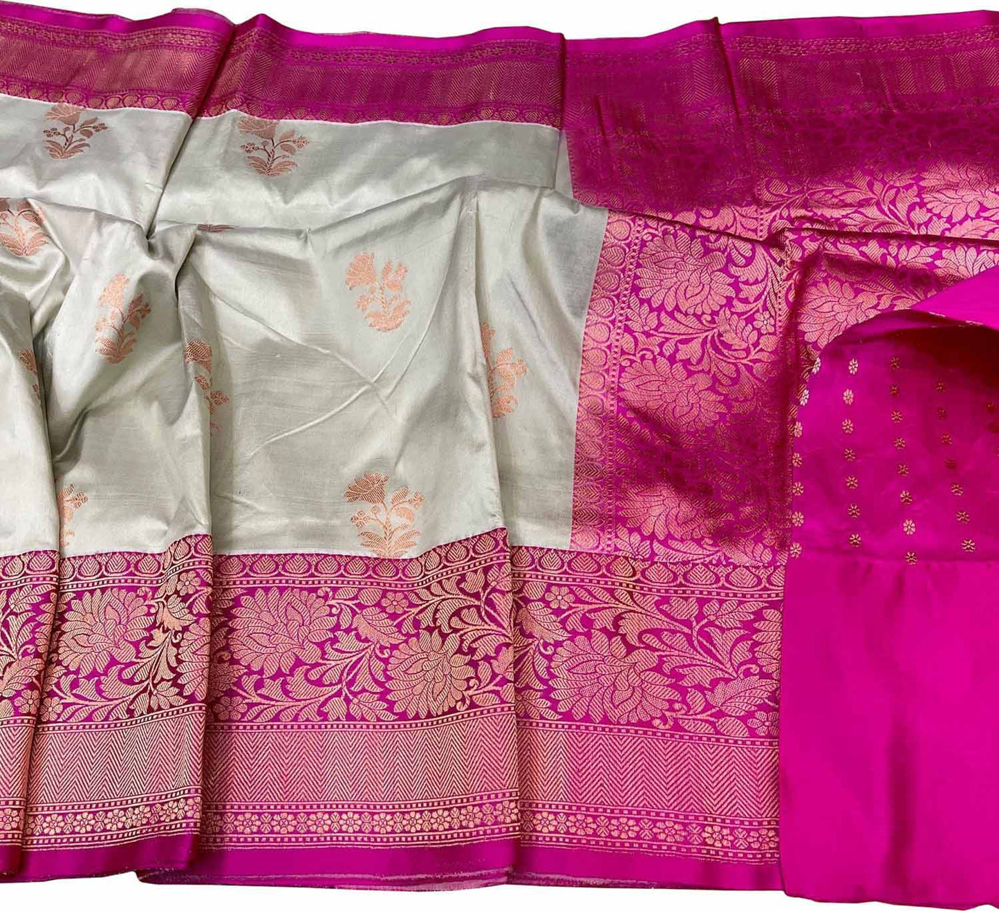 Pastel Banarasi Handloom Pure Katan Silk Saree - Luxurion World