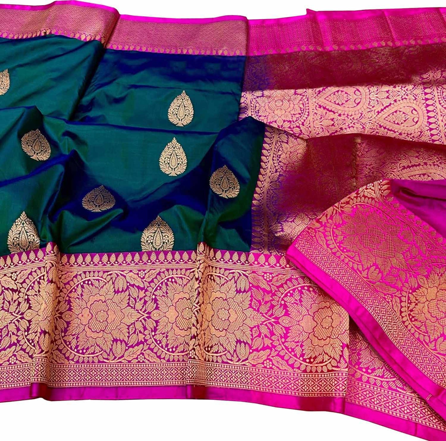 Blue Banarasi Handloom Pure Katan Silk Saree - Luxurion World