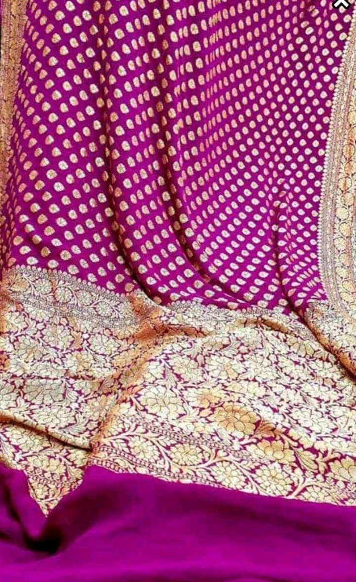 Purple Handloom Banarasi Khaddi Georgette Saree - Luxurion World