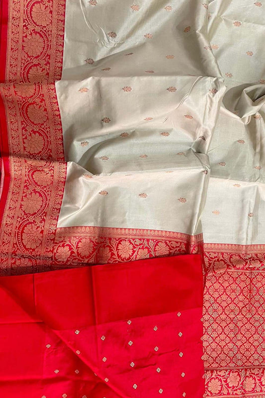 Elegant Off White Banarasi Silk Saree: A Timeless Classic