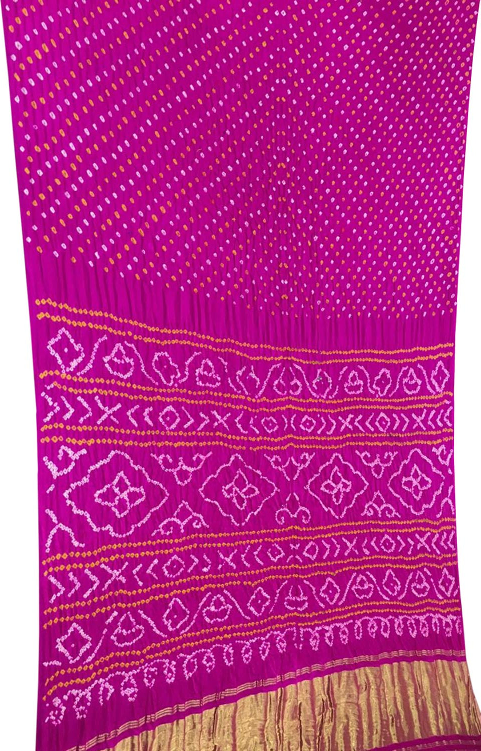 Pink Bandhani Pure Gajji Silk Saree - Luxurion World