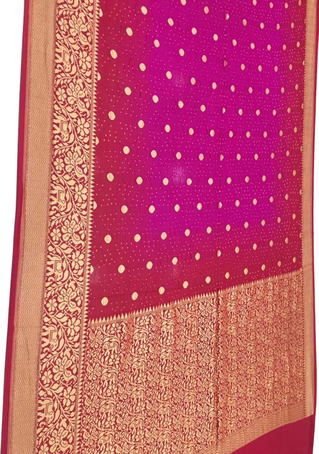 Pink Banarasi Bandhani Pure Georgette Figure Design Border Saree - Luxurion World