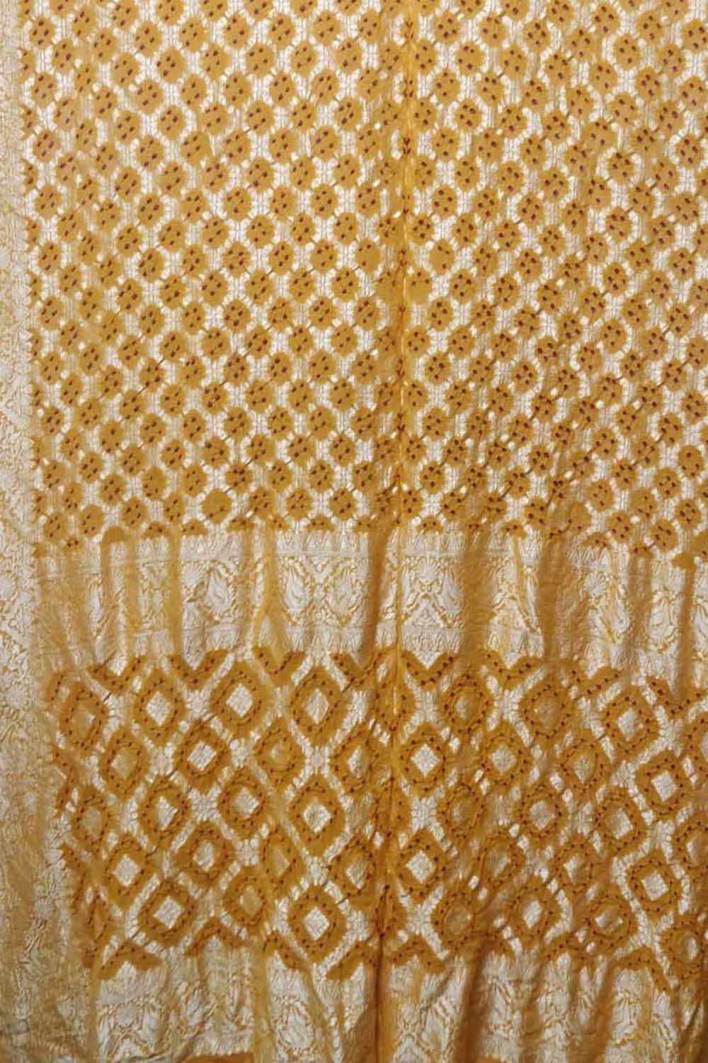 Yellow Banarasi Bandhani Pure Georgette Saree - Luxurion World