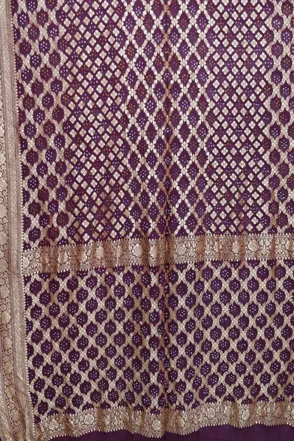 Stunning Purple Banarasi Bandhani Georgette Saree - Pure Elegance - Luxurion World